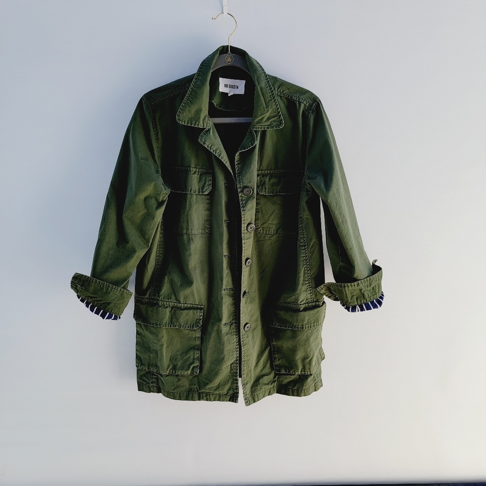 BB Dakota Army Olive Green Utility Cargo Jacket